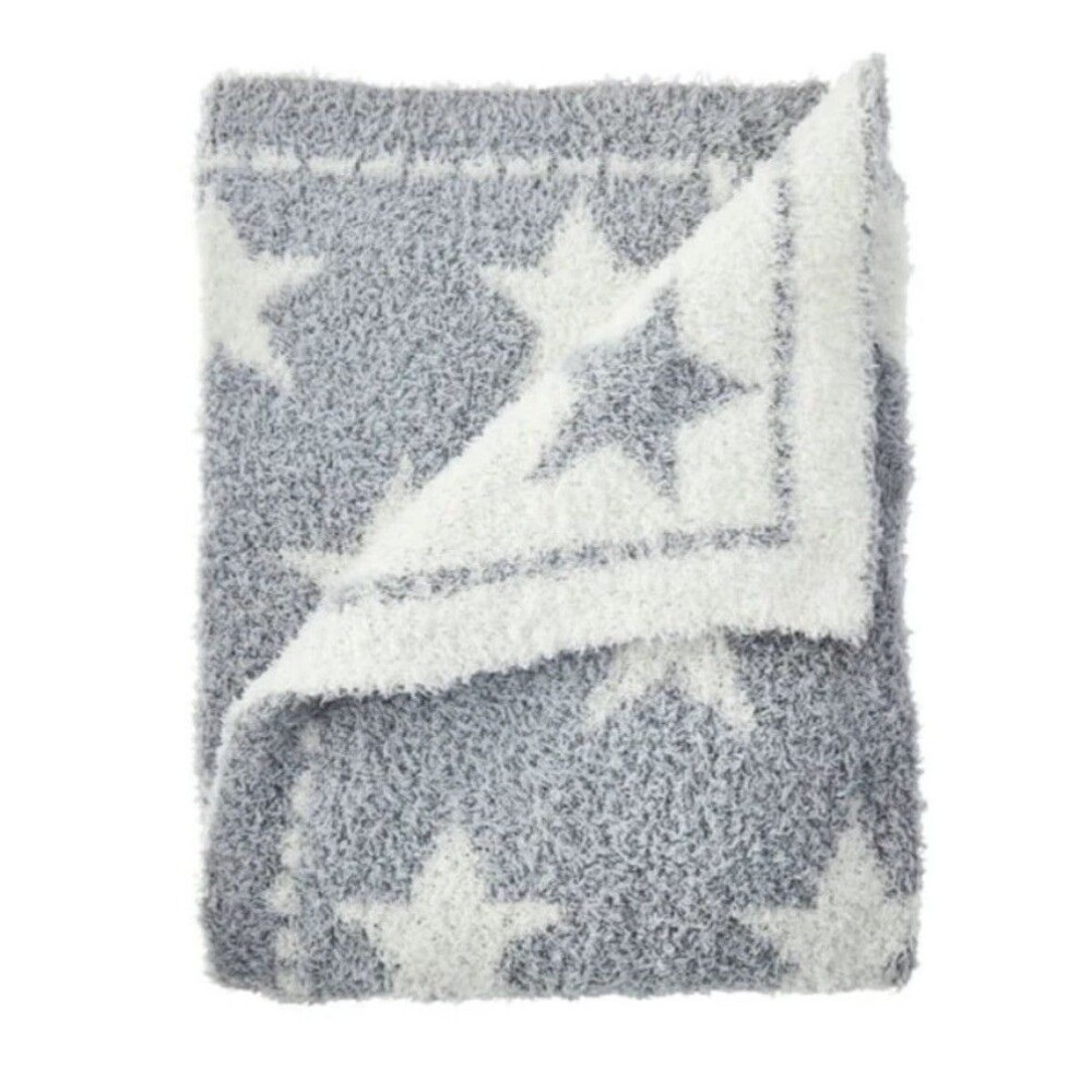 Parents Choice Chenille Baby Blanket Gray Reversible Star Stars Soft Cozy New